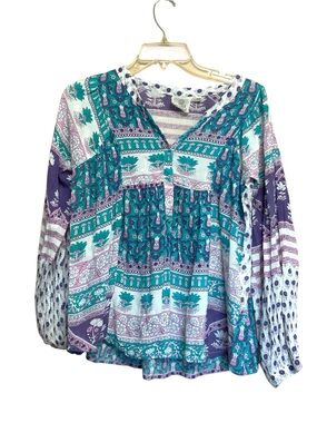 BLUE BOHEME White Floral Multicolor Size O/S  Retro Hippie Bohemian